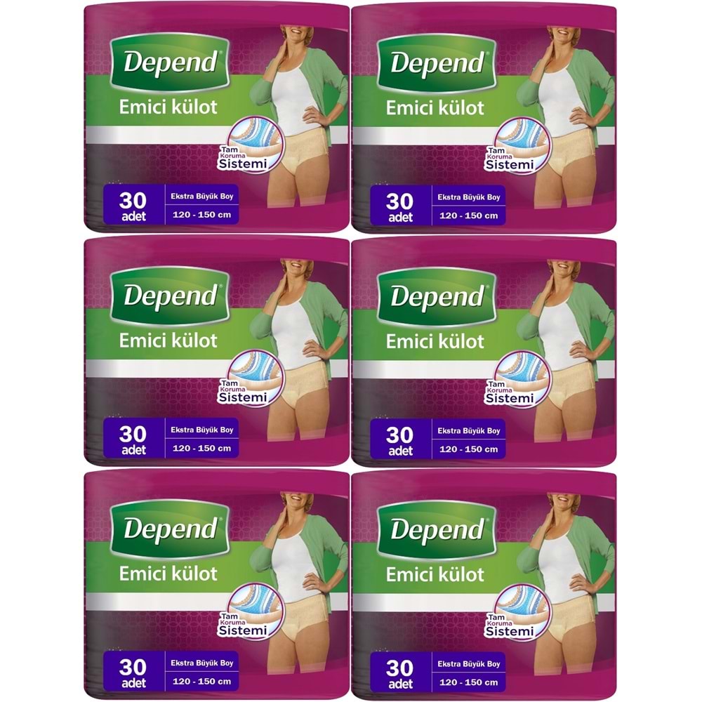 Depend Emici Külot Yetişkin Bezi XL - Extra Büyük Kadın 180 Adet (6PK*30)