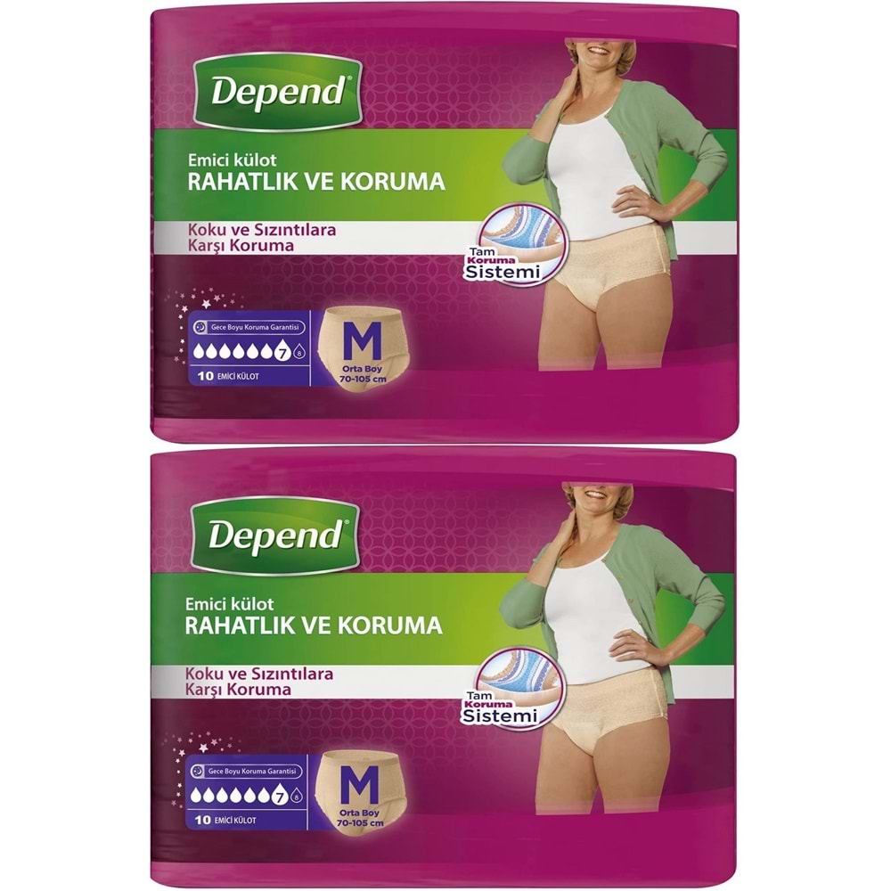 Depend Emici Külot Yetişkin Bezi Medium - Orta Kadın 20 Adet (2PK*10)