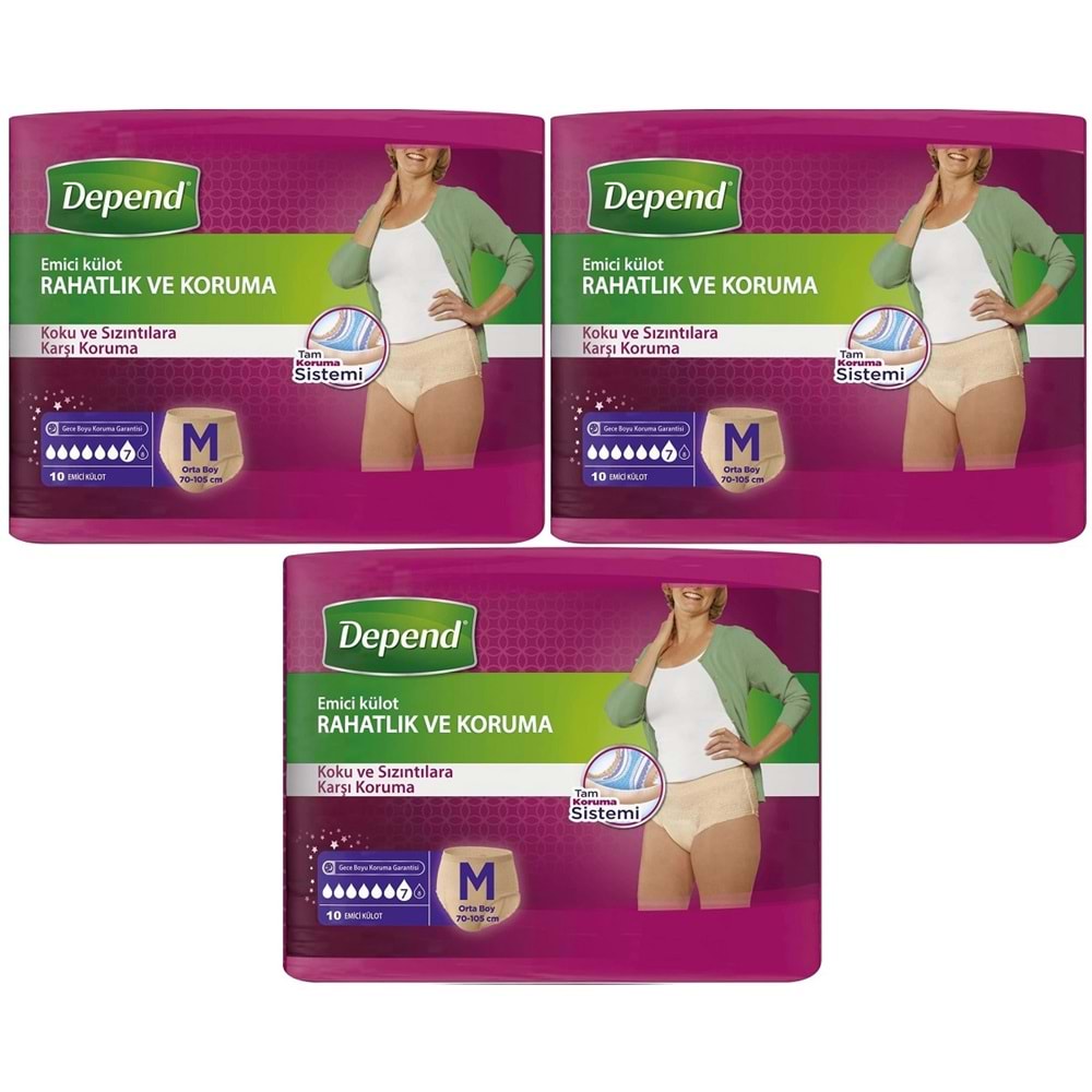 Depend Emici Külot Yetişkin Bezi Medium - Orta Kadın 30 Adet (3PK*10)