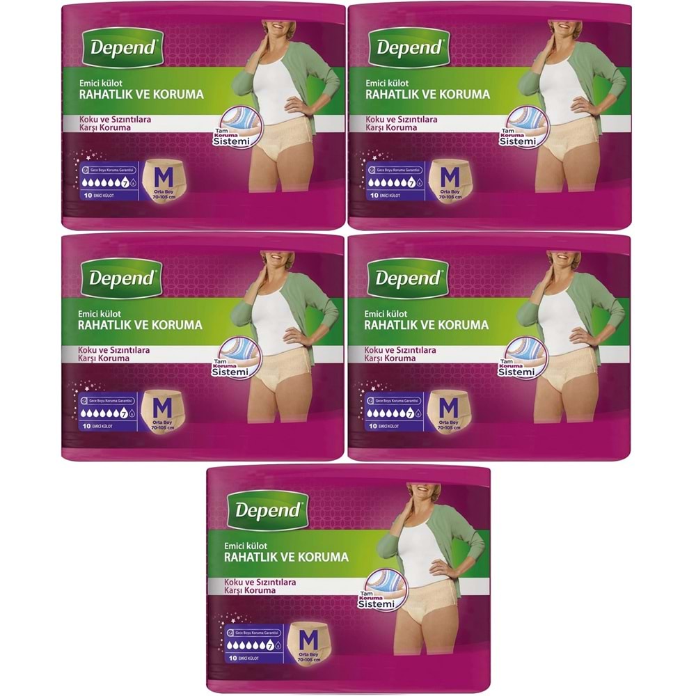 Depend Emici Külot Yetişkin Bezi Medium - Orta Kadın 50 Adet (5PK*10)