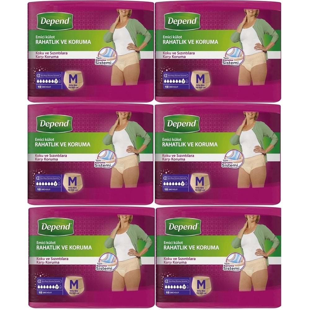 Depend Emici Külot Yetişkin Bezi Medium - Orta Kadın 60 Adet (6PK*10)