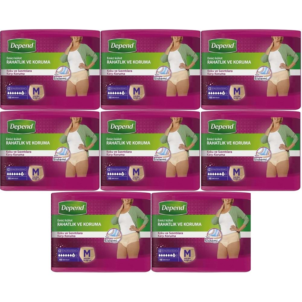 Depend Emici Külot Yetişkin Bezi Medium - Orta Kadın 80 Adet (8PK*10)