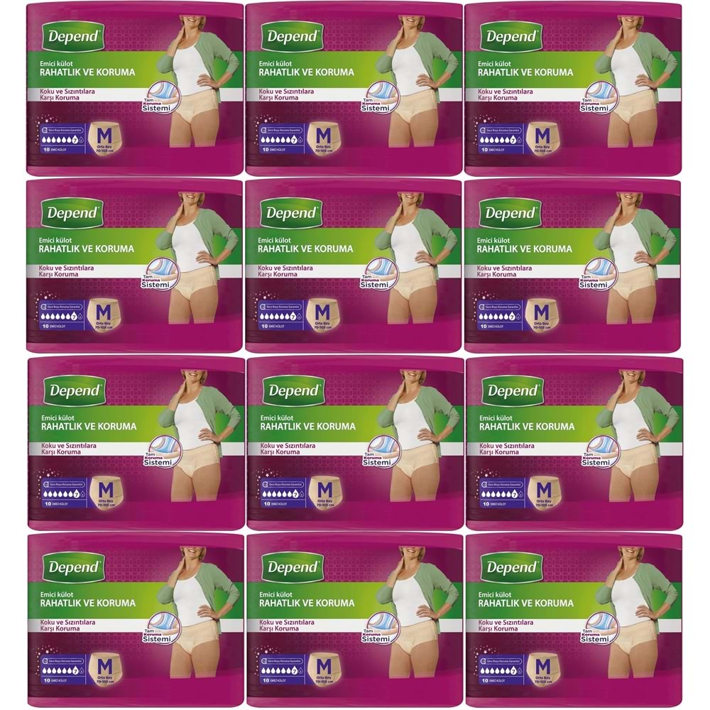 Depend Emici Külot Yetişkin Bezi Medium - Orta Kadın 120 Adet (12PK*10)