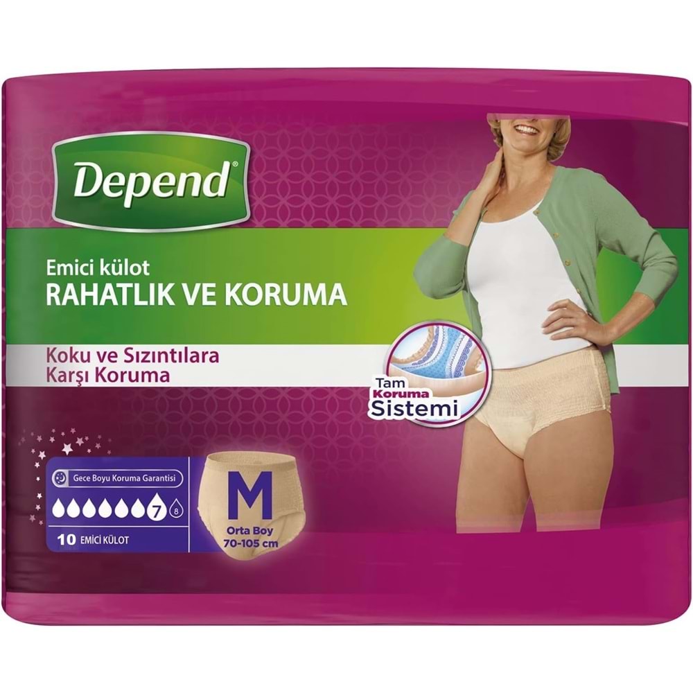 Depend Emici Külot Yetişkin Bezi Medium - Orta Kadın 120 Adet (12PK*10)