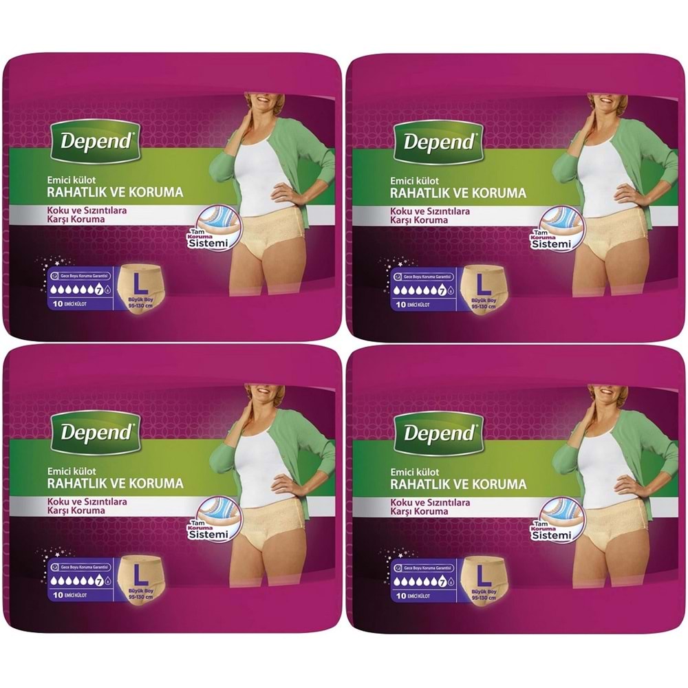 Depend Emici Külot Yetişkin Bezi Large - Büyük Kadın 40 Adet (4PK*10)