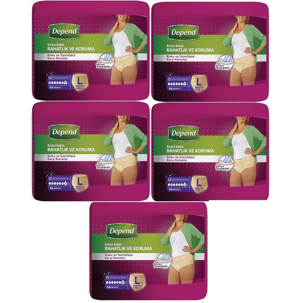 Depend Emici Külot Yetişkin Bezi Large - Büyük Kadın 50 Adet (5PK*10)