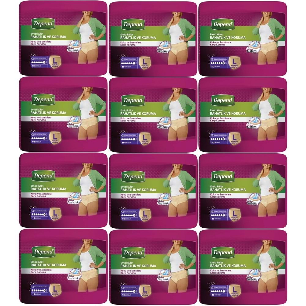 Depend Emici Külot Yetişkin Bezi Large - Büyük Kadın 120 Adet (12PK*10)