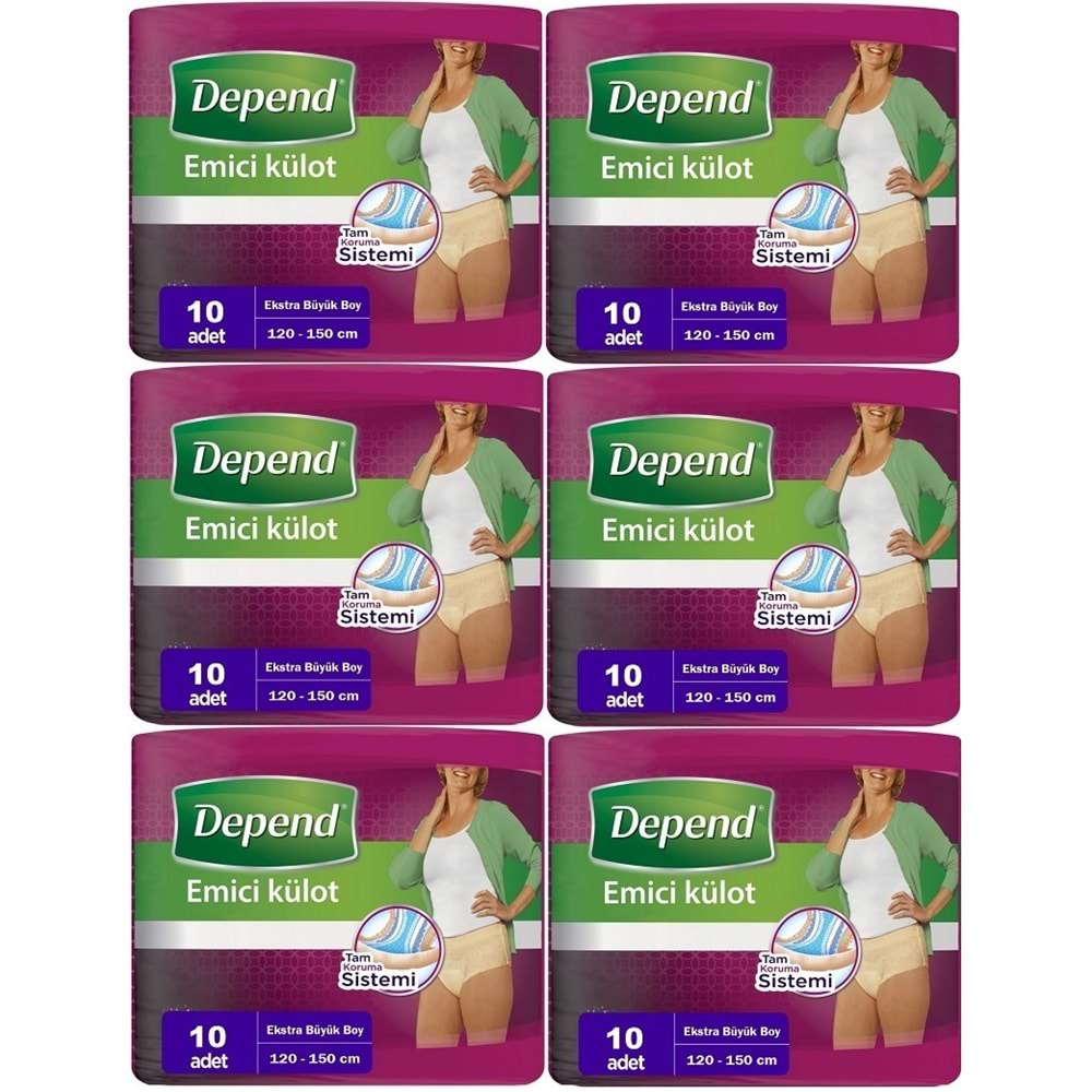 Depend Emici Külot Yetişkin Bezi XL - Extra Büyük Kadın 60 Adet (6PK*10)