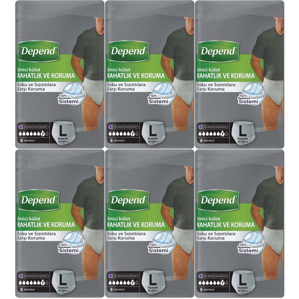 Depend Emici Külot Pants Yetişkin Bezi L - Büyük - Large Erkek 48 Adet (6PK*8)