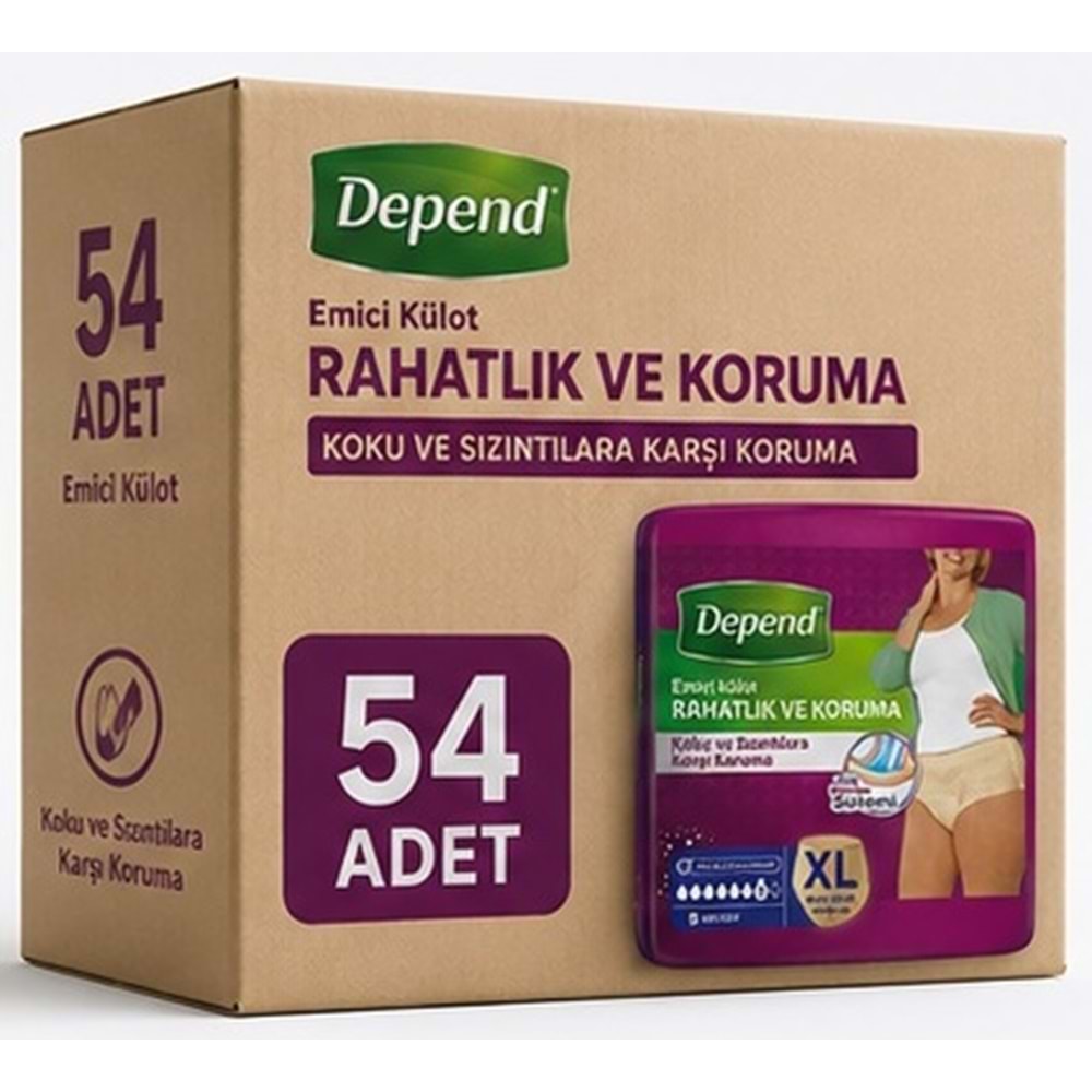 Depend Emici Külot Yetişkin Bezi XL - Extra Large Kadın 54 Adet (6PK*9)