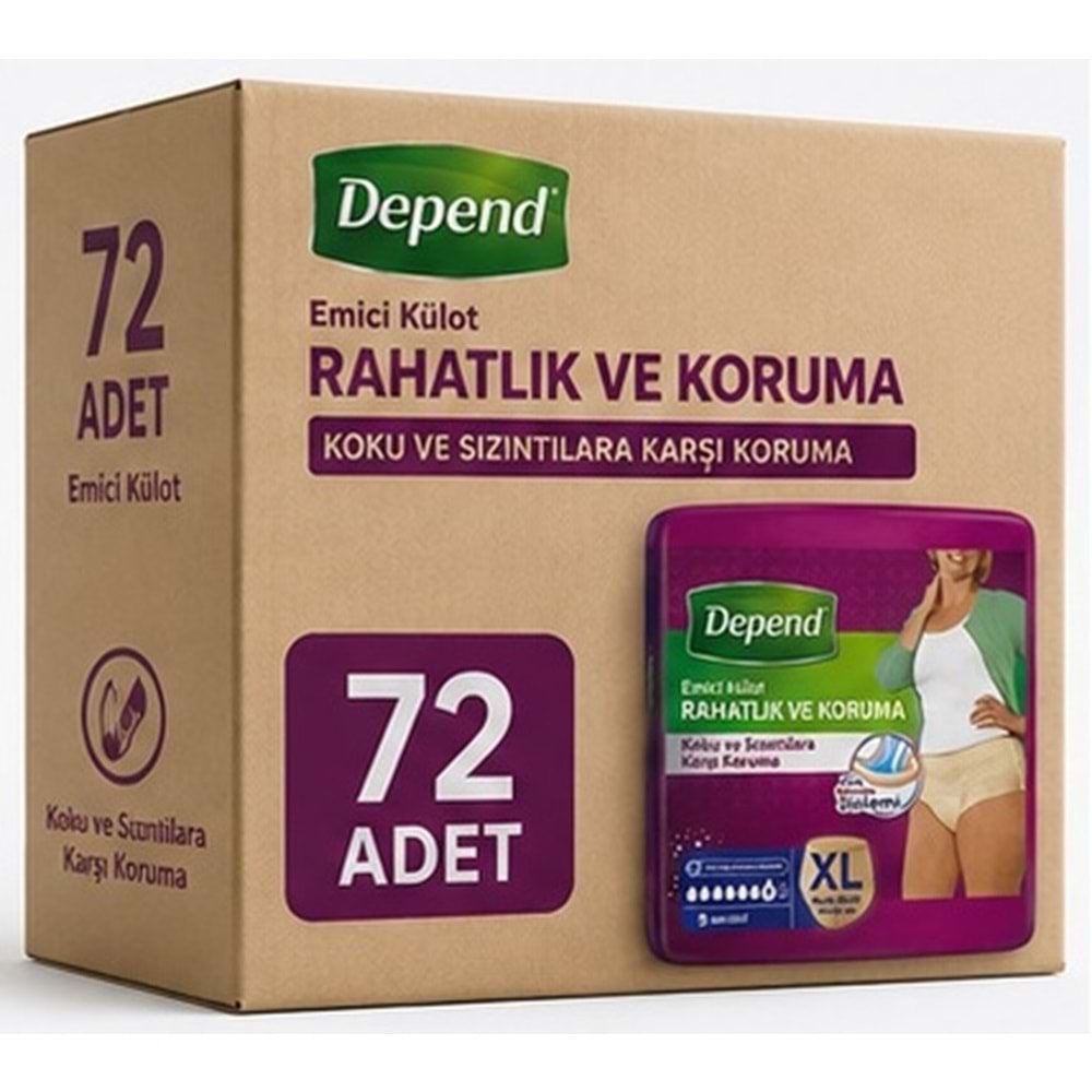 Depend Emici Külot Yetişkin Bezi XL - Extra Large Kadın 72 Adet (8PK*9)