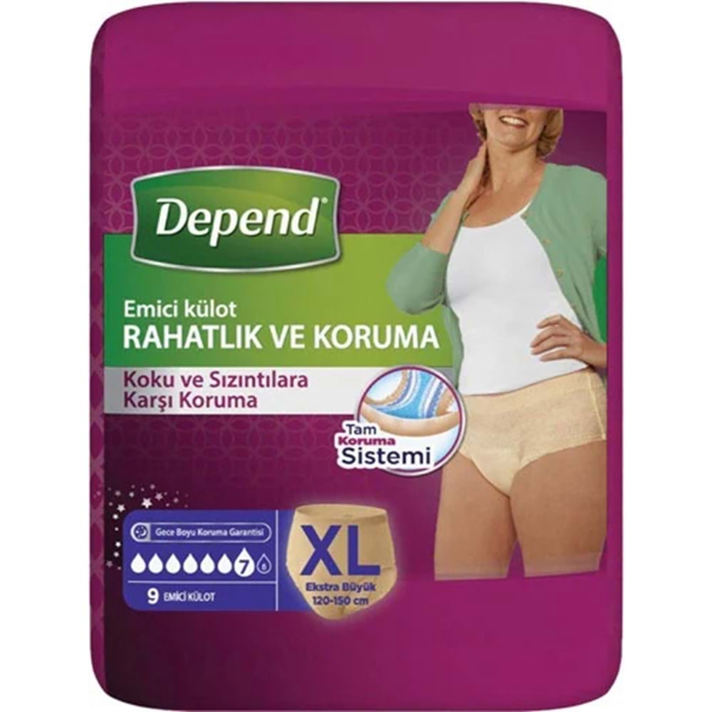 Depend Emici Külot Yetişkin Bezi XL - Extra Large Kadın 108 Adet (12PK*9)