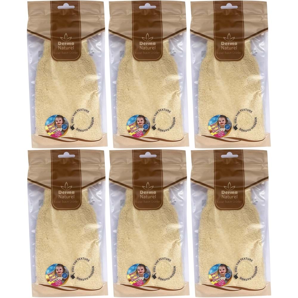 Derma Naturel Bebek Banyo Eldiveni Hassas Ciltlere Özel (15*24CM) MS-01 (6 Lı Set)