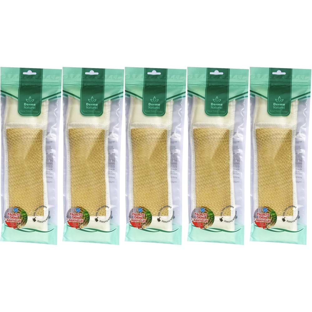 Derma Naturel Palmiye Örme İpli Banyo Kemeri (8*24CM) (5 Li Set)