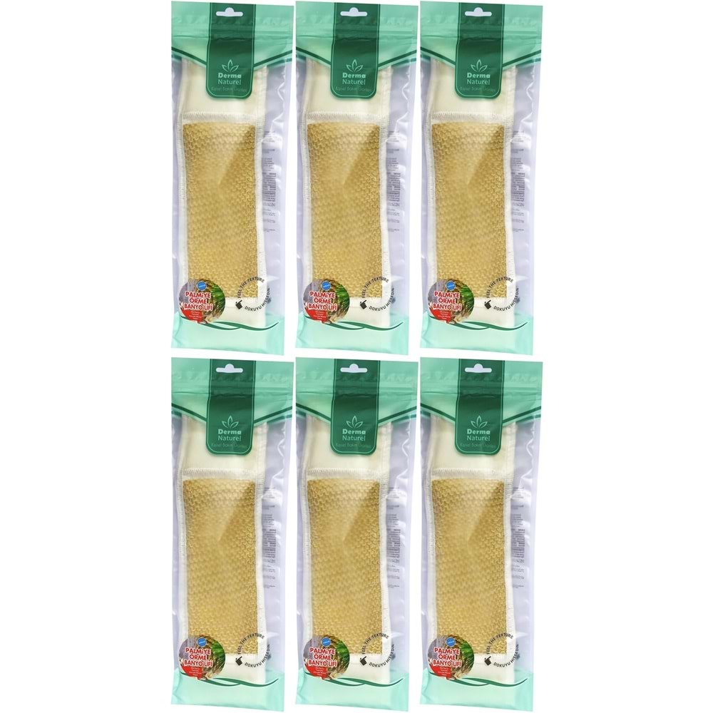 Derma Naturel Palmiye Örme İpli Banyo Kemeri (8*24CM) (6 Lı Set)