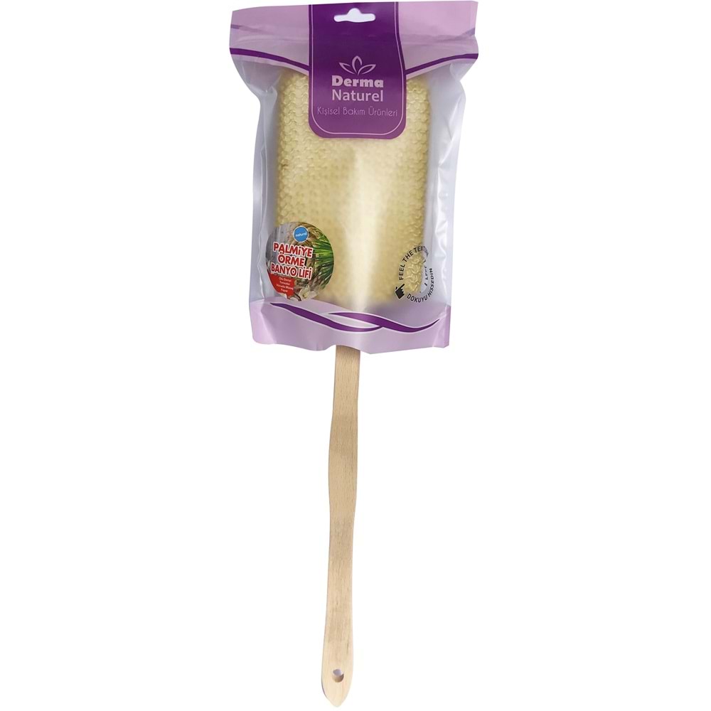 Derma Naturel Palmiye Örme Sopalı Banyo Sırt Lifi (8*24CM) MS-09 (2 Li Set)