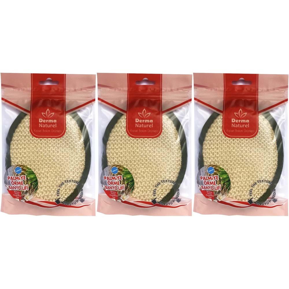Derma Naturel Örme Banyo Yüz Lifi (15*24CM) MS-02 (3 Lü Set)