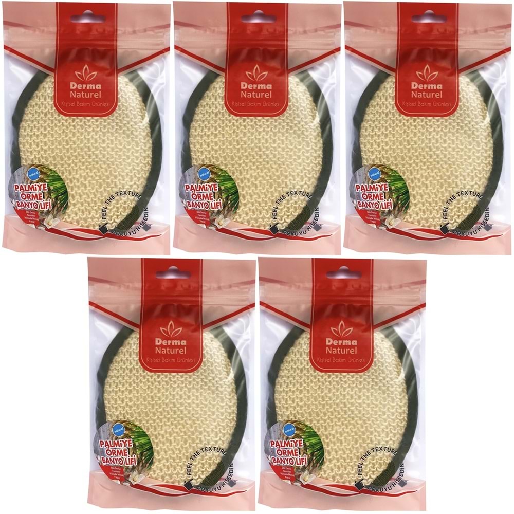 Derma Naturel Örme Banyo Yüz Lifi (15*24CM) MS-02 (5 Li Set)