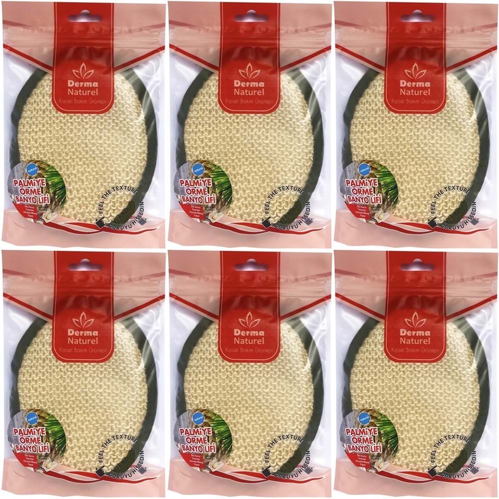Derma Naturel Örme Banyo Yüz Lifi (15*24CM) MS-02 (6 Lı Set)