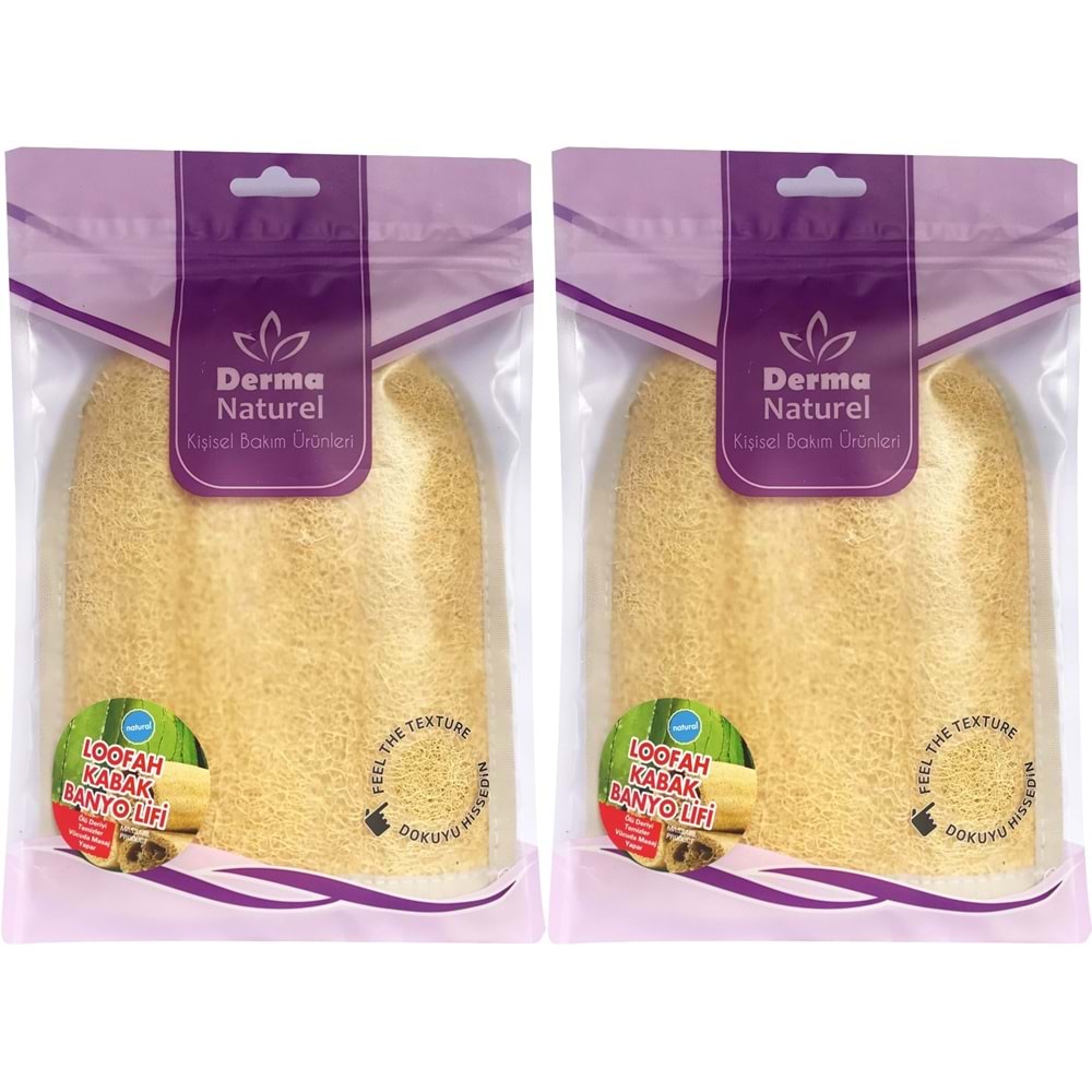 Derma Naturel Loofah Kabak Havlu Banyo Eldiveni (15*24CM) MS-11 (2 Li Set)