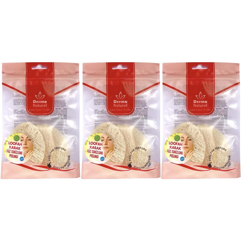Derma Naturel Loofah Yüz Temizleme (Sivilce ve Siyah Noklar için) Peeling MS-06 (3 Lü Set)