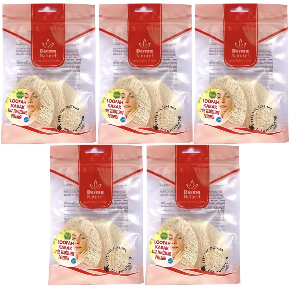 Derma Naturel Loofah Yüz Temizleme (Sivilce ve Siyah Noklar için) Peeling MS-06 (5 Li Set)