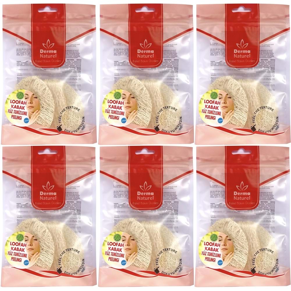 Derma Naturel Loofah Yüz Temizleme (Sivilce ve Siyah Noklar için) Peeling MS-06 (6 Lı Set)
