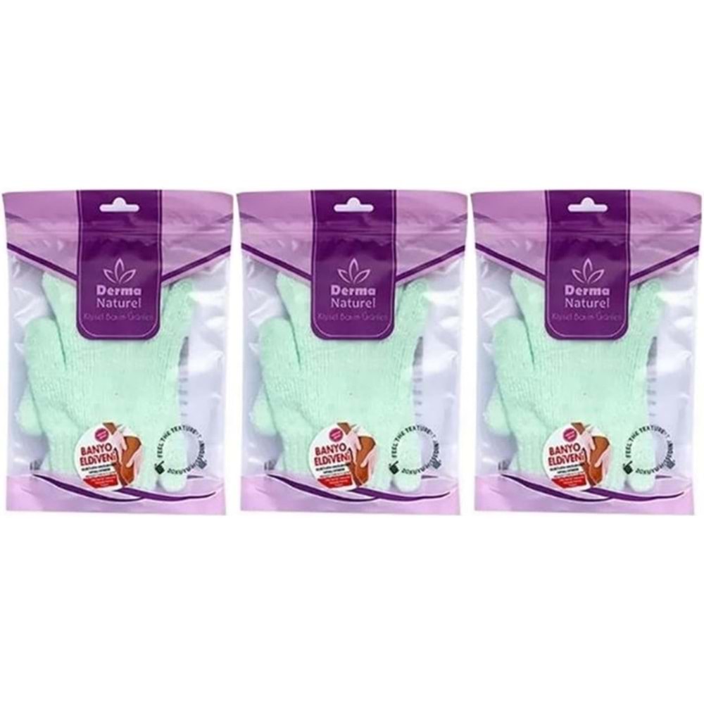 Derma Naturel Parmaklı Banyo Eldiveni MS-23 (3 Lü Set)