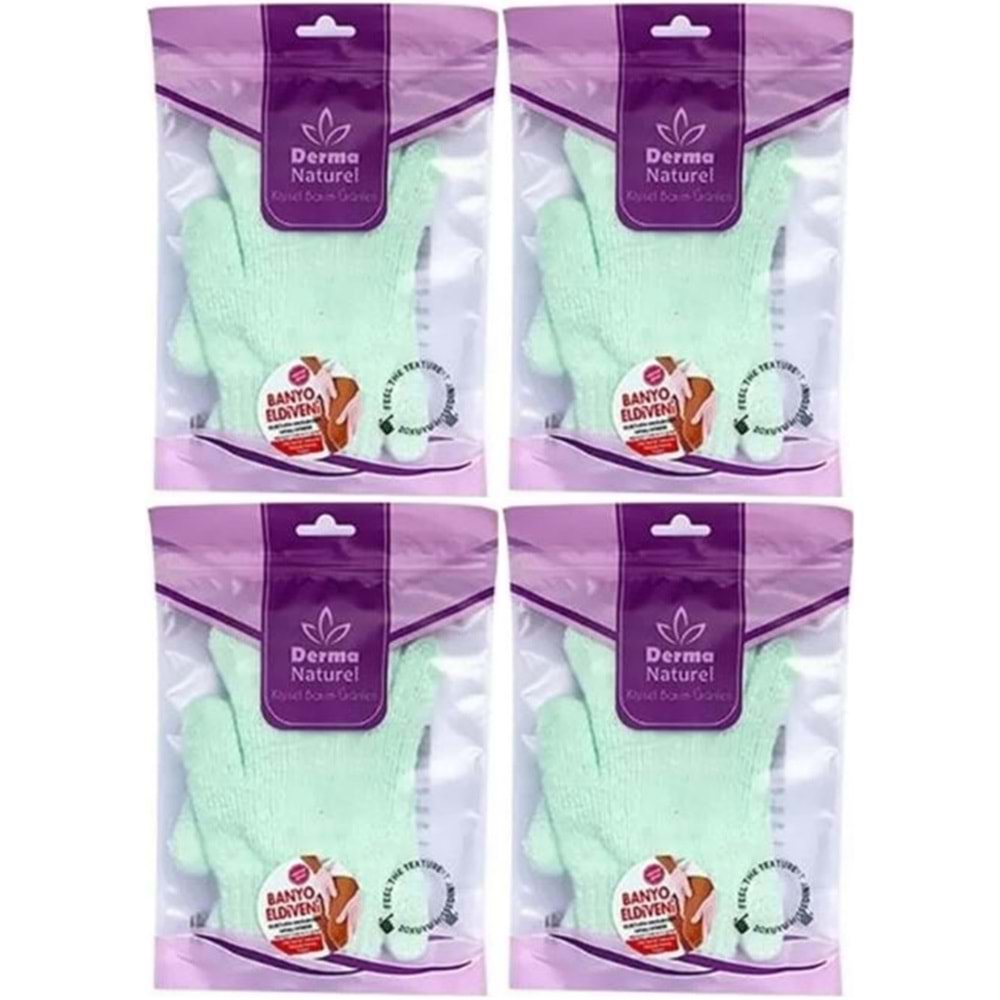Derma Naturel Parmaklı Banyo Eldiveni MS-23 (4 Lü Set)