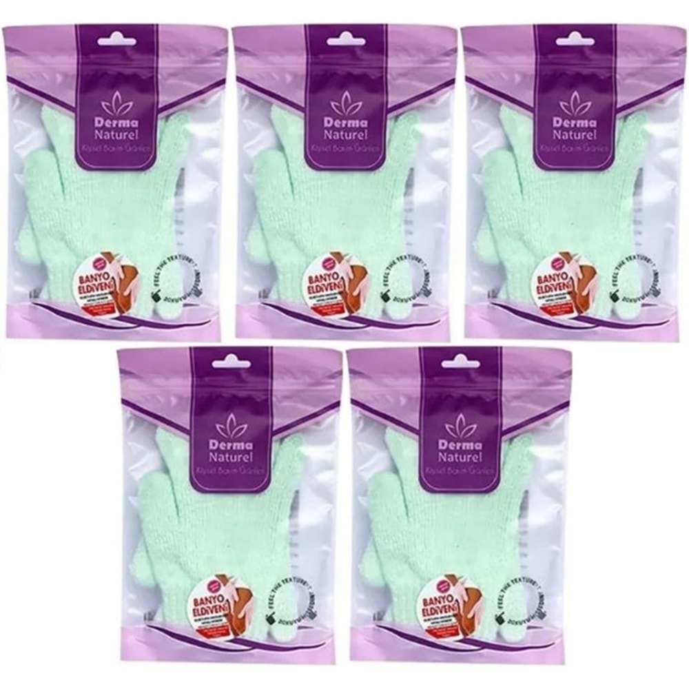 Derma Naturel Parmaklı Banyo Eldiveni MS-23 (5 Li Set)