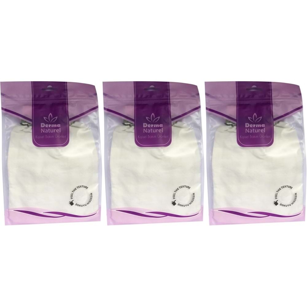 Derma Naturel Krep Lastikli Kese MS-20 (3 Lü Set)