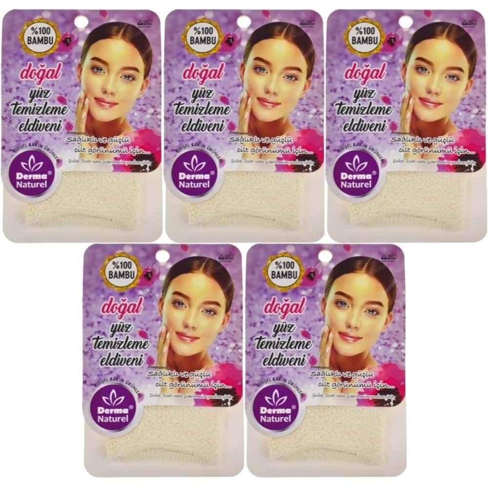 Derma Naturel Bambu Yüz Temizleme Eldiveni MS-32 (5 Li Set)