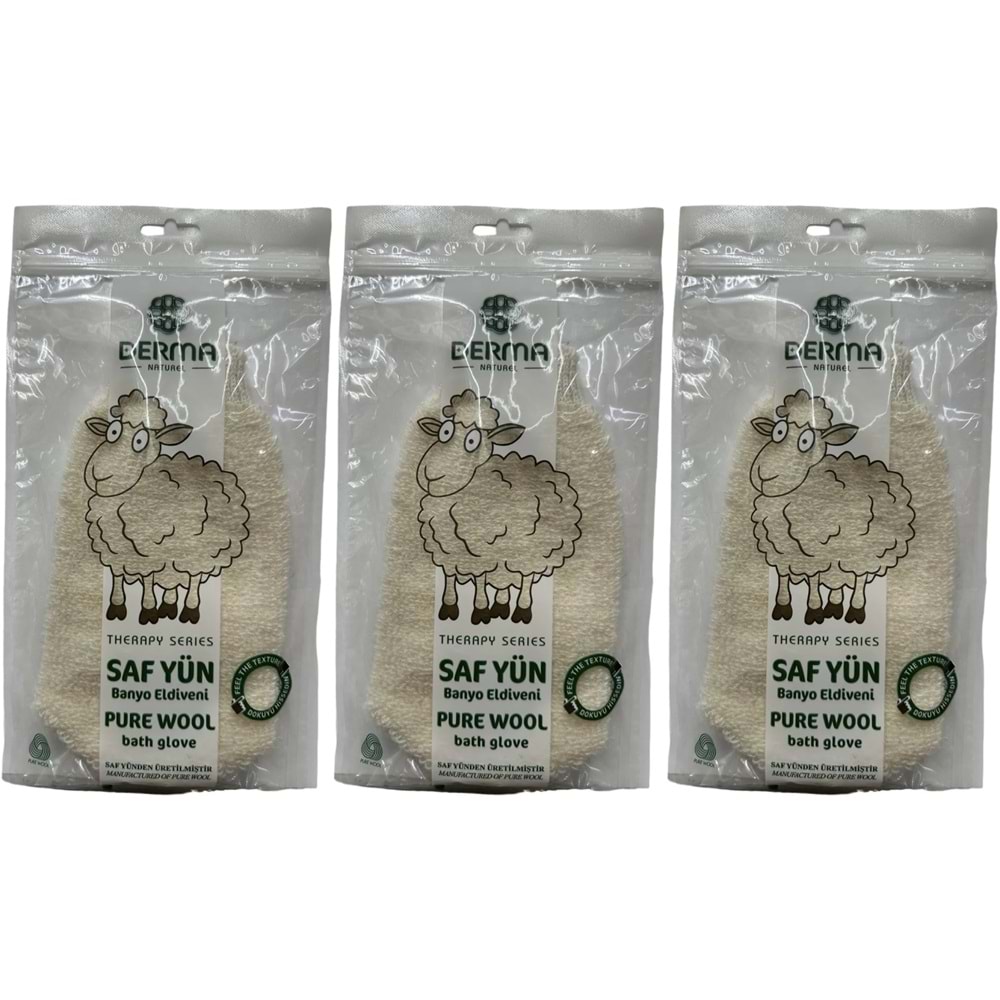 Derma Naturel Therapy Saf Yün Banyo Eldiveni T-485 (3 Lü Set)