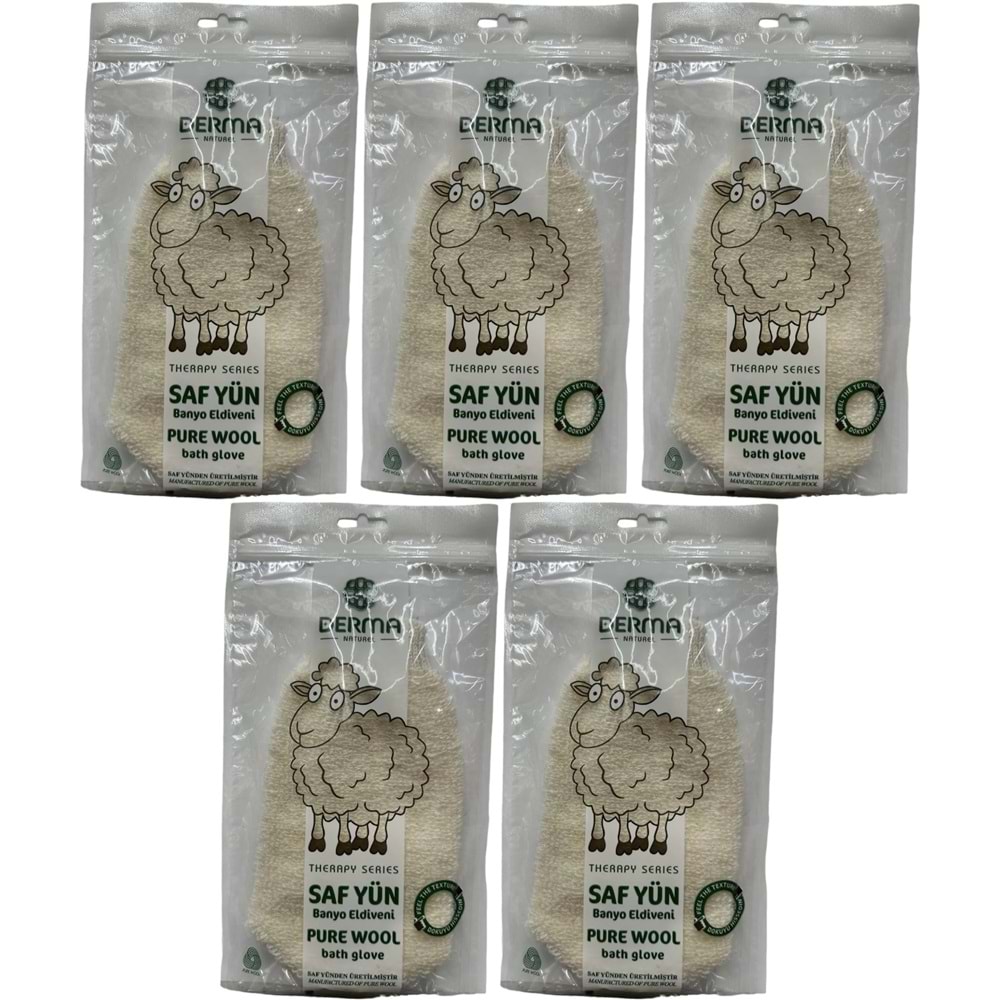 Derma Naturel Therapy Saf Yün Banyo Eldiveni T-485 (5 Li Set)