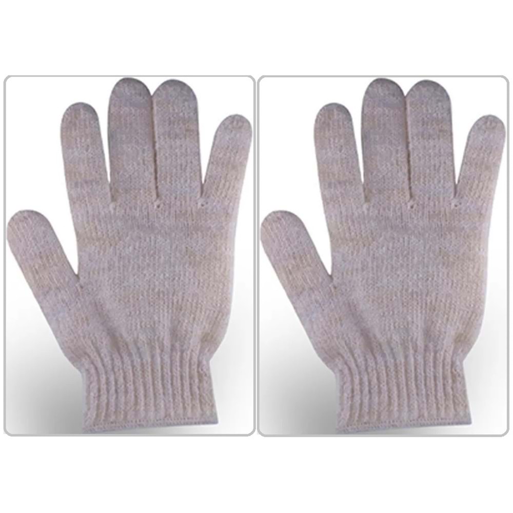 Derma Naturel Therapy Saf Yün Parmaklı Banyo Eldiveni T-478 (2 Li Set)