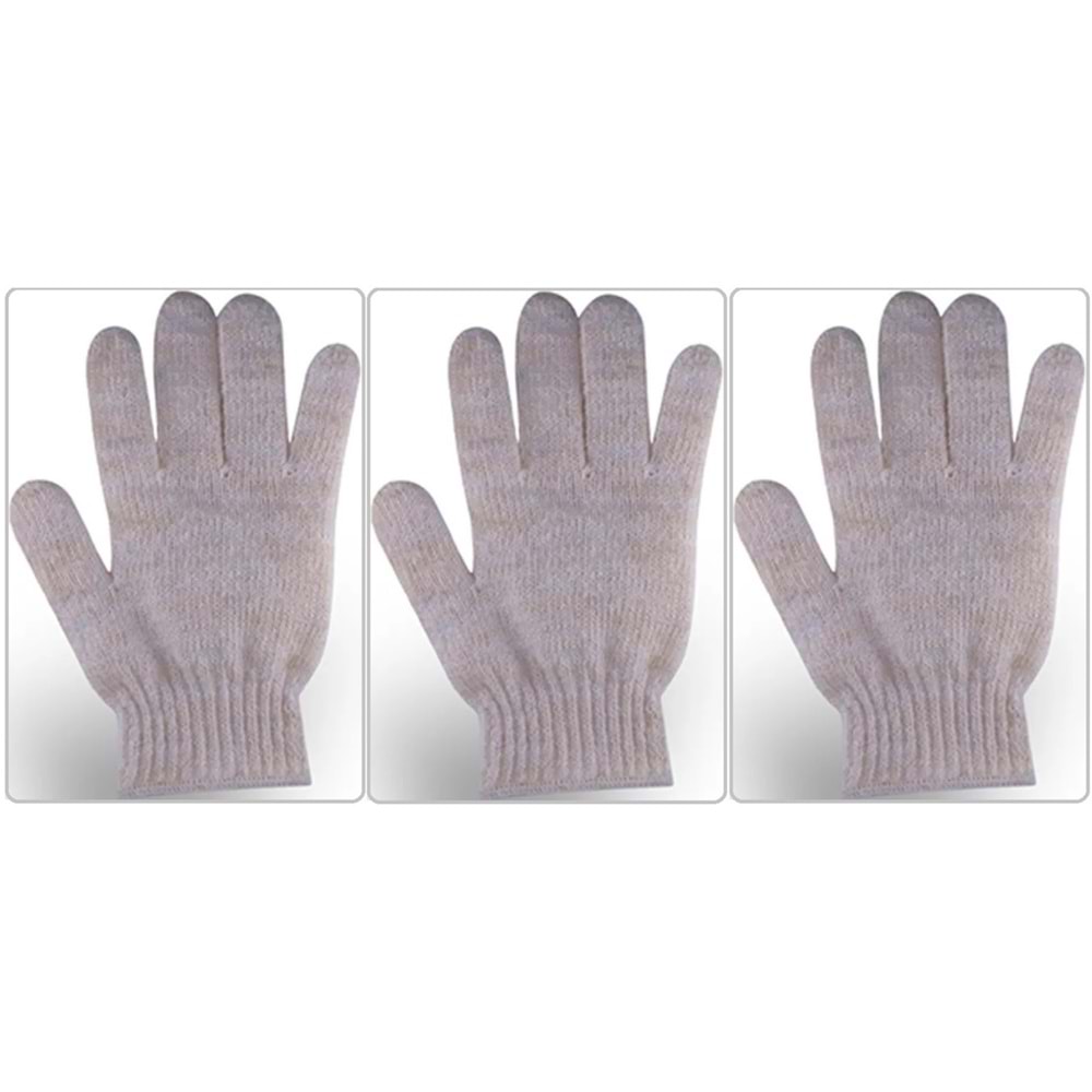 Derma Naturel Therapy Saf Yün Parmaklı Banyo Eldiveni T-478 (3 Lü Set)