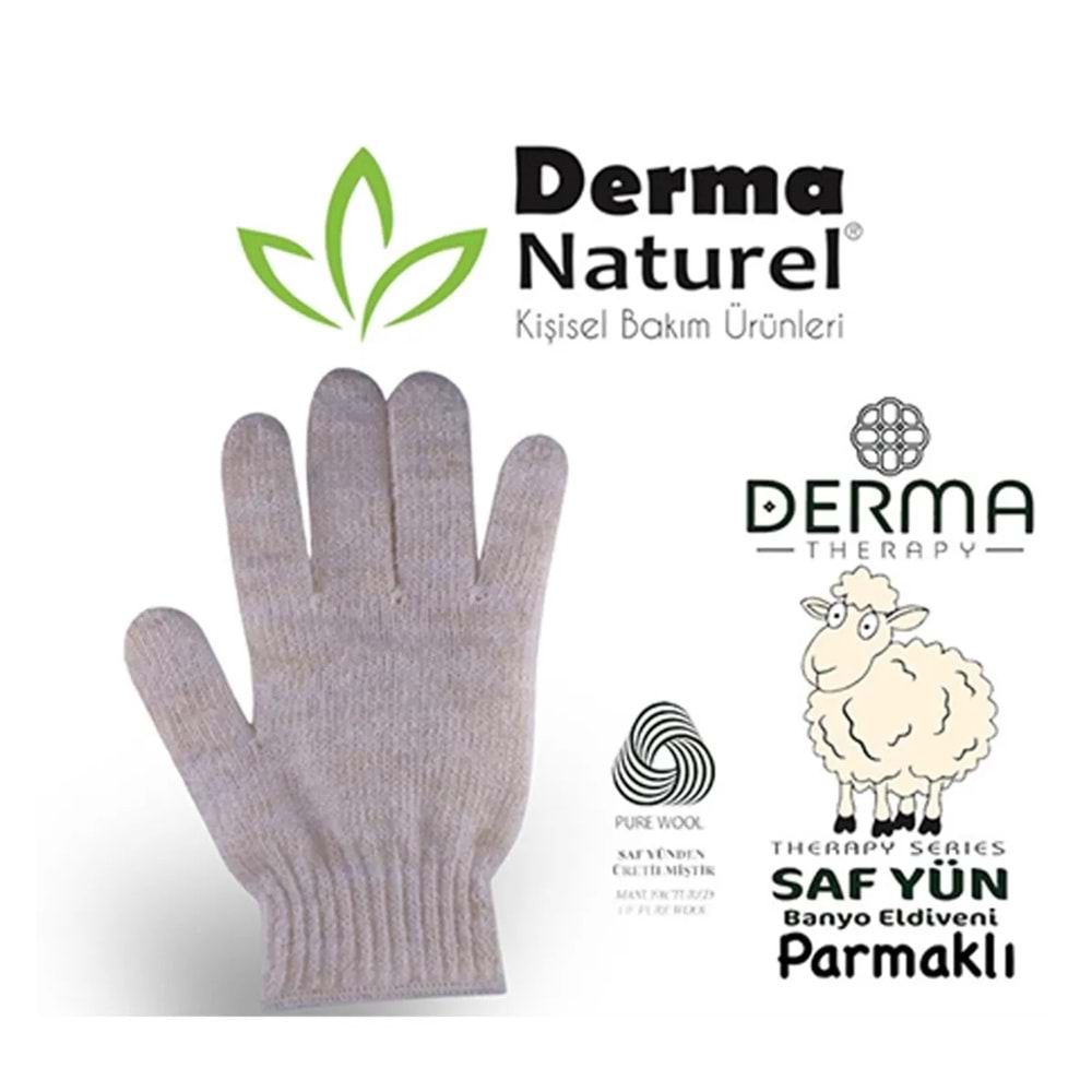 Derma Naturel Therapy Saf Yün Parmaklı Banyo Eldiveni T-478 (3 Lü Set)