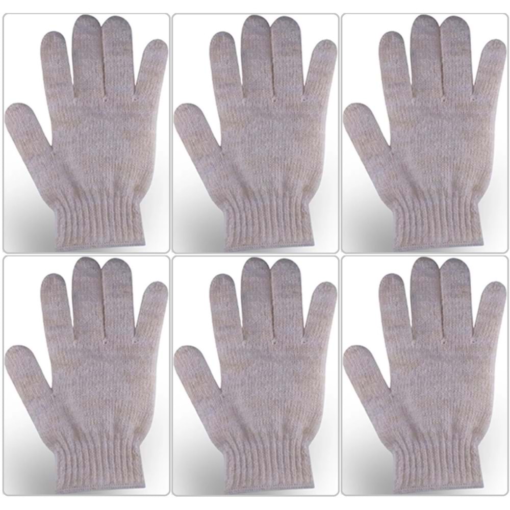 Derma Naturel Therapy Saf Yün Parmaklı Banyo Eldiveni T-478 (6 Lı Set)