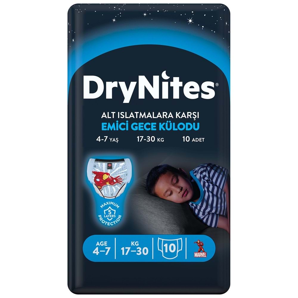 Drynites Emici Gece Külodu/Külot Bez Erkek 4-7 Yaş 17-30KG Small 60 Adet 6PK*10 AltIslatmalara Karşı