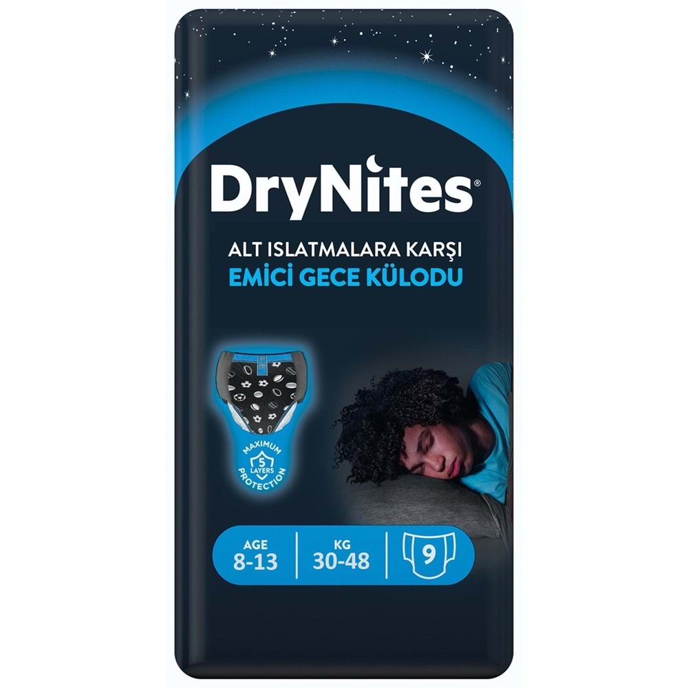 Drynites Emici Gece Külodu/Külot Bez Erkek 8-13Yaş 30-48KG Large 36 Adet 4PK*9 Alt Islatmalara Karşı