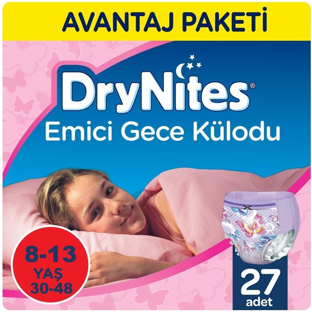 Drynites Emici Gece Külodu/Külot Bez Kız 8-13 Yaş 30-48KG Large 81 Adet 9PK*9 Alt Islatmalara Karşı