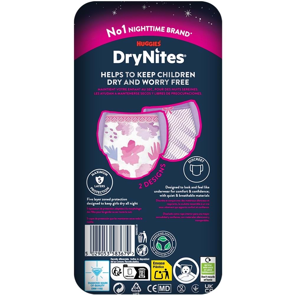 Drynites Emici Gece Külodu/Külot Bez Kız 13+ Yaş (48-60KG) X Large 36 Adet (4PK*9)