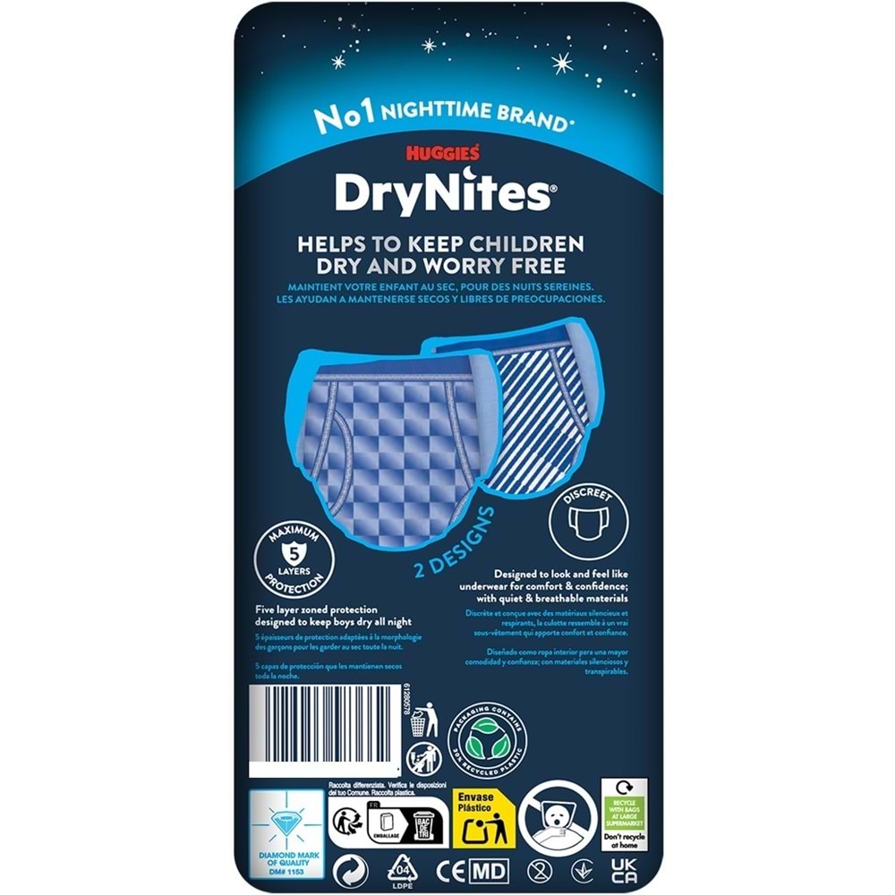 Drynites Emici Gece Külodu/Külot Bez Erkek 13+ Yaş (48-60KG) X Large 100 Adet Mega Pk (5PK*20)
