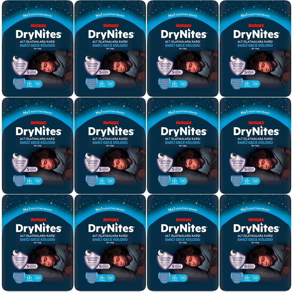 Drynites Emici Gece Külodu/Külot Bez Erkek 13+ Yaş (48-60KG) X Large 240 Adet Mega Pk (12PK*20)