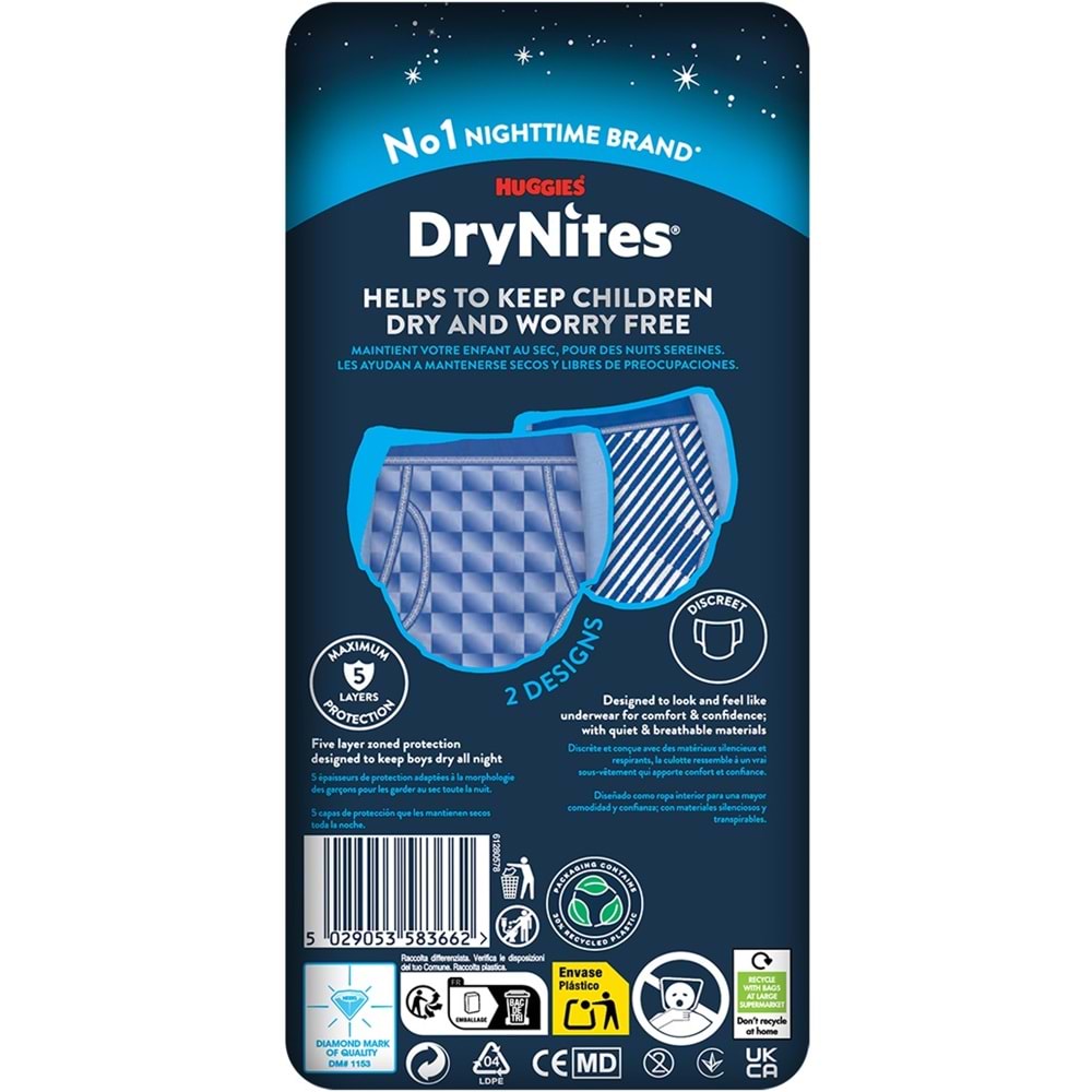 Drynites Emici Gece Külodu/Külot Bez Erkek 13+ Yaş (48-60KG) X Large 36 Adet (4PK*9)