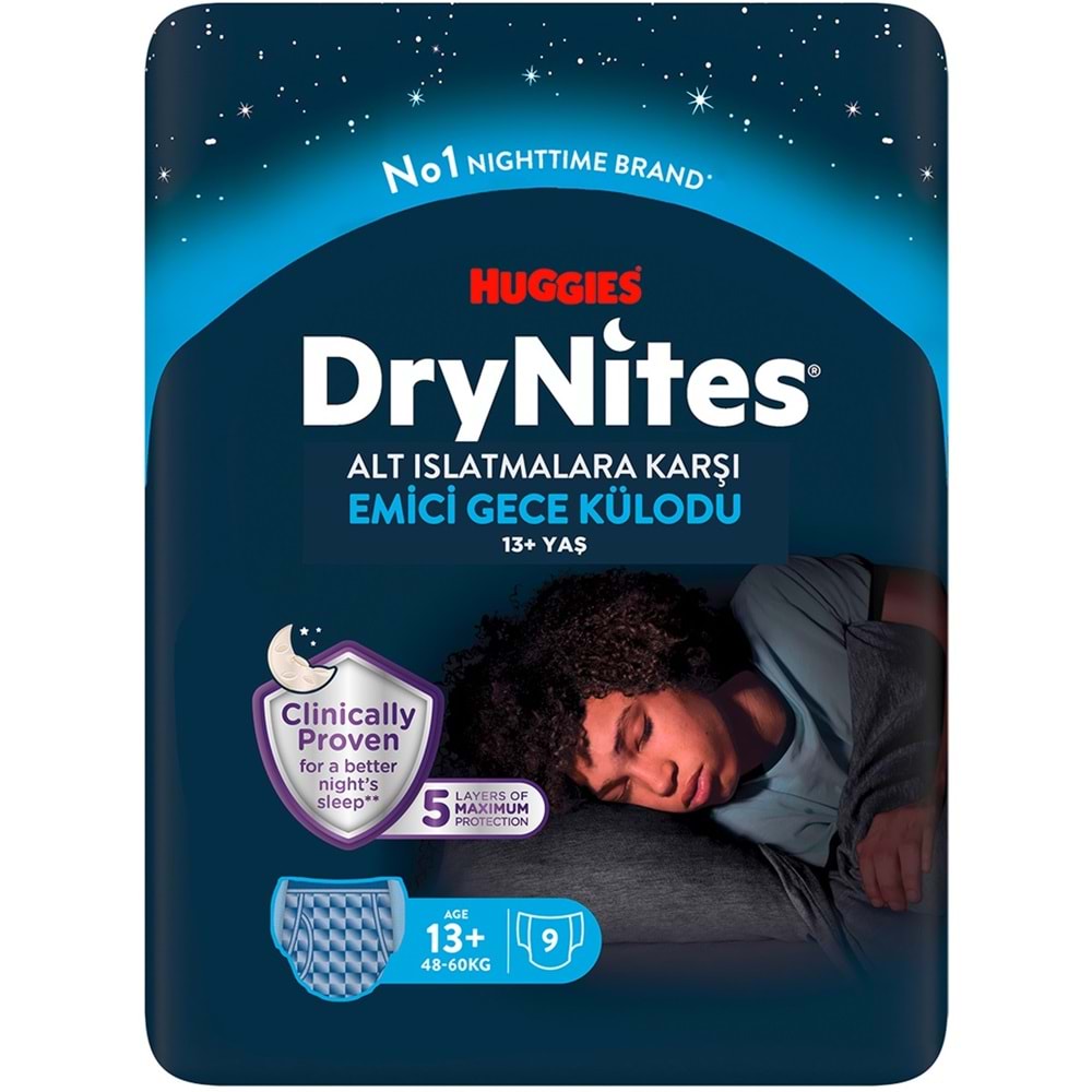 Drynites Emici Gece Külodu/Külot Bez Erkek 13+ Yaş (48-60KG) X Large 54 Adet (6PK*9)