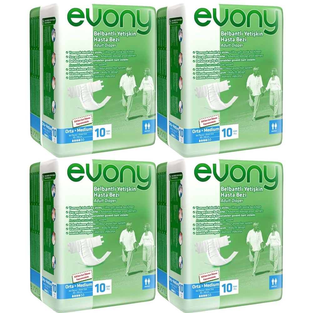 Evony Yetişkin Bezi Bel Bantlı Ekonomik Pk M - Orta - Medium 40 Adet