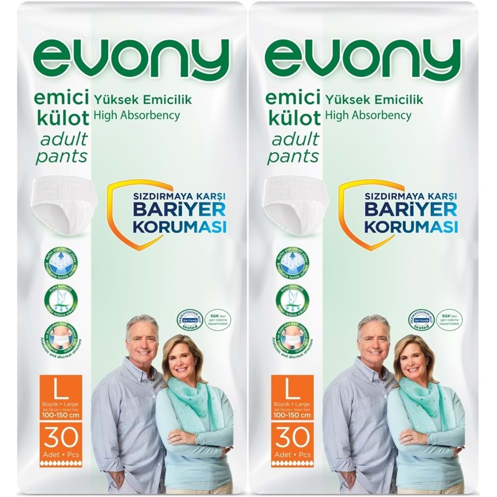 Evony Yetişkin Bezi Emici Külot L - Büyük - Large 60 Adet (2PK*30)