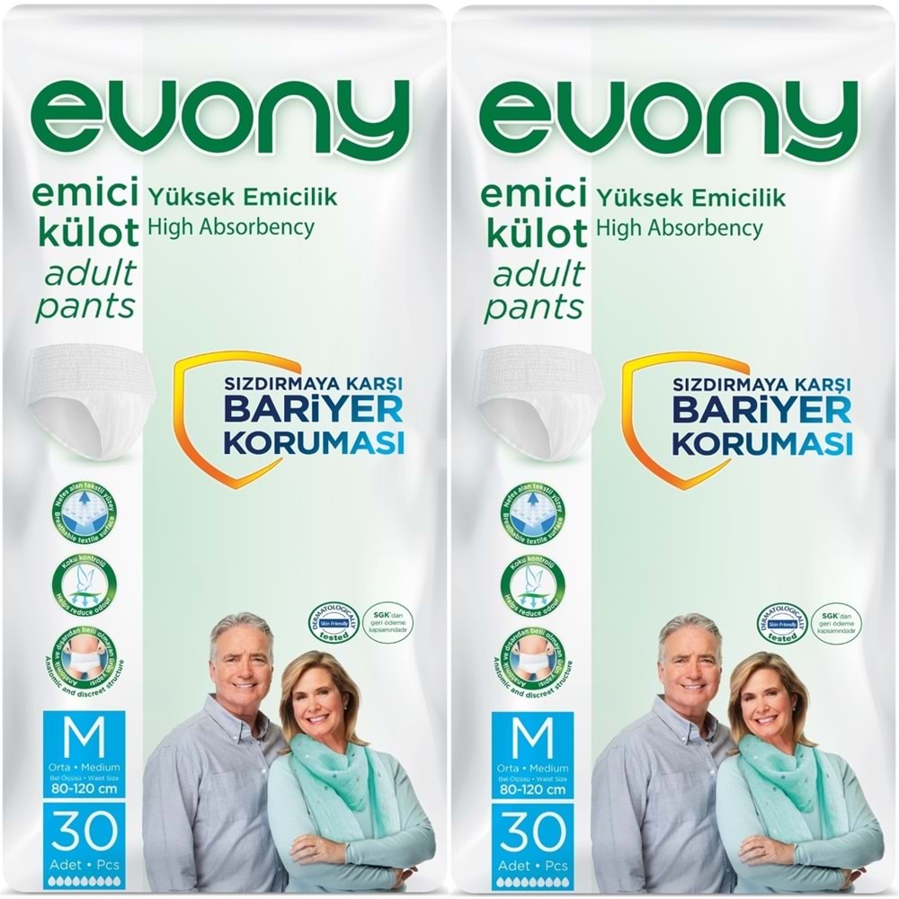 Evony Yetişkin Bezi Emici Külot M - Orta - Medium 60 Adet (2PK*30)