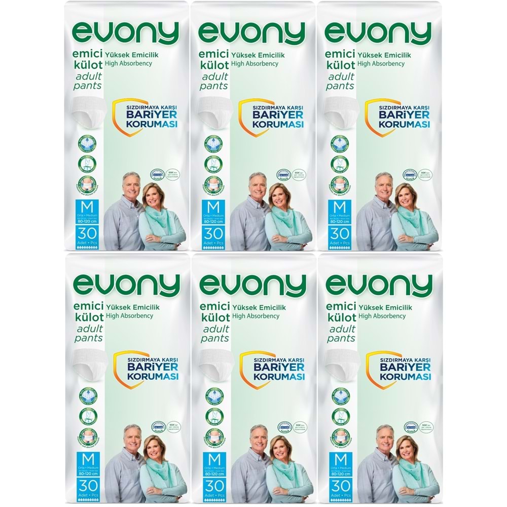 Evony Yetişkin Bezi Emici Külot M - Orta - Medium 180 Adet (6PK*30)